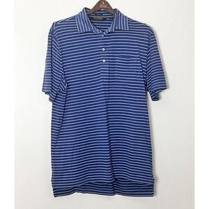 Ralph Lauren Polo Golf Vintage Lisle Polo Shirt Men's Medium Blue Striped Preppy